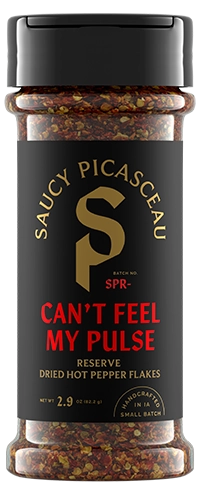 Saucy Picasceau Reserve Can't Feel My Pulse dried hot pepper flakes
